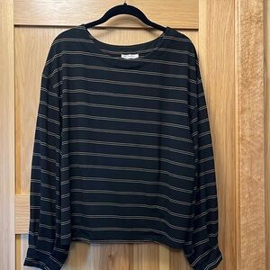 Prologue Women’s Black and Gold Striped Long Sleeve Top, Size Large